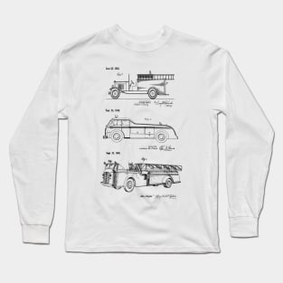 Patent Prints Vintage Fire Trucks Long Sleeve T-Shirt
